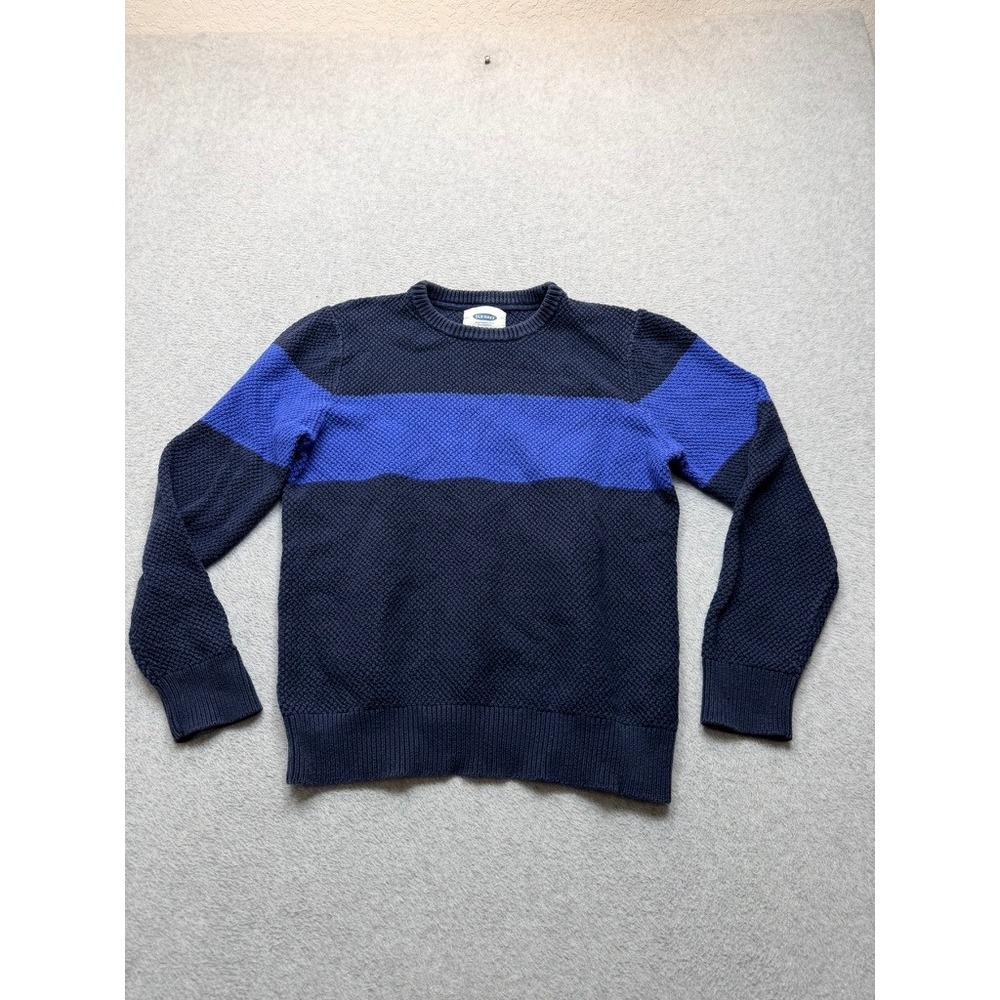 Old Navy Mens Navy Blue Colorblock Popcorn Knit Crew Neck Sweater Small